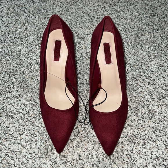 Burgundy Suede Heels - Picture 2 of 3